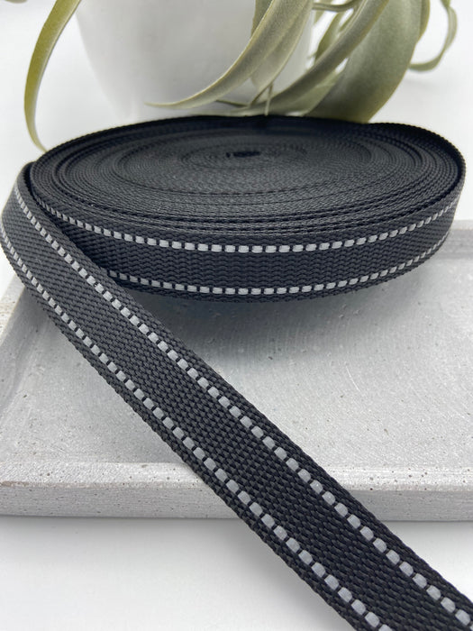 0,5 m Gurtband 2 cm reflektierend schwarz (Polyester)