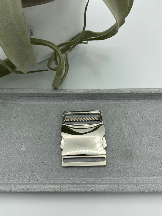 Metall Steckschnalle (Taschenzubehör) 4 cm Silber