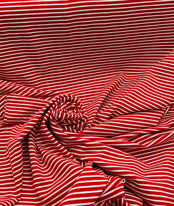 0,5 m Baumwoll-Jersey geringelt rot/Weiß