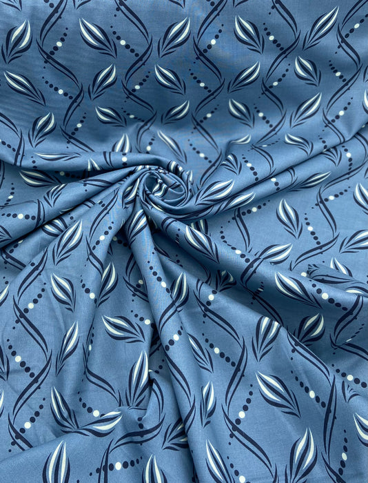 0,5 m Baumwoll-Webware gemustert blau