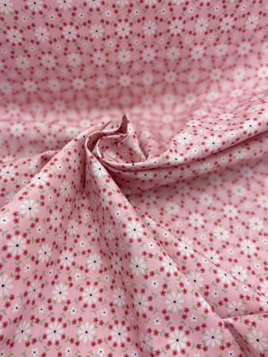 0,5 m Baumwoll-Webware geblümt rosa/weiß „Emilie“ Vintage Mood