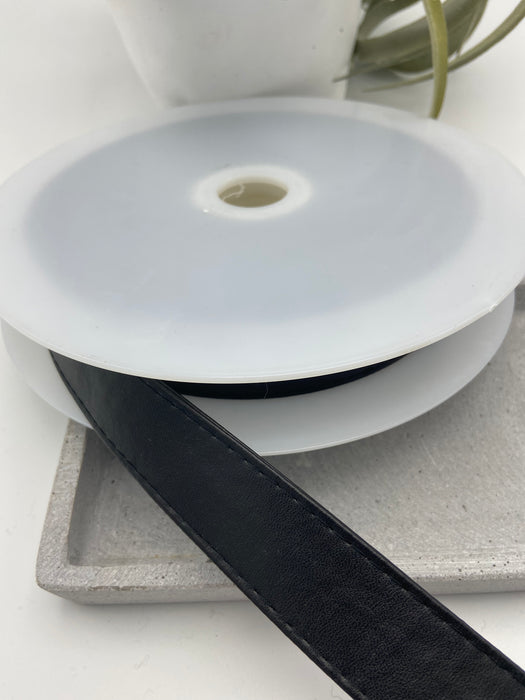 0,5 m Gurtband Kunstleder schwarz 2,5 cm