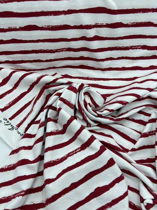 0,5 m Baumwoll-Jersey „Stripes“ dunkelrot