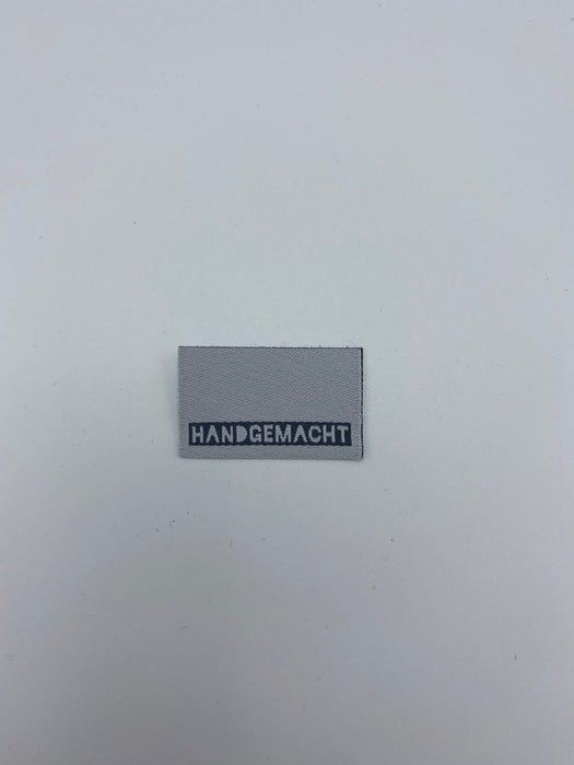 Webetikett / Label „handgemacht“ grau