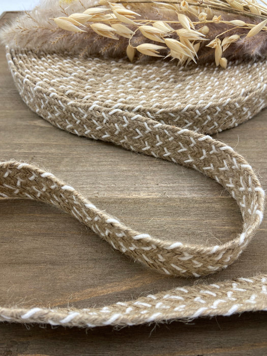 0,5 m Borte/leichtes Gurtband 28 mm aus Jute-Fadengeflecht