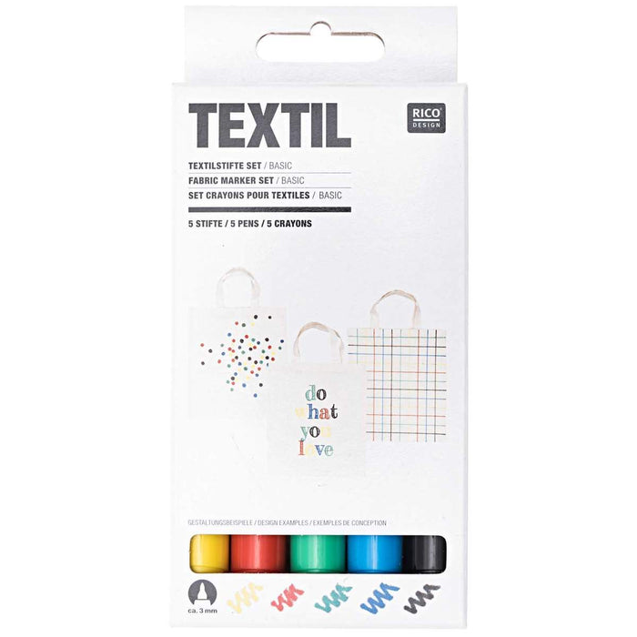Textilstifte 5 Grundfarben