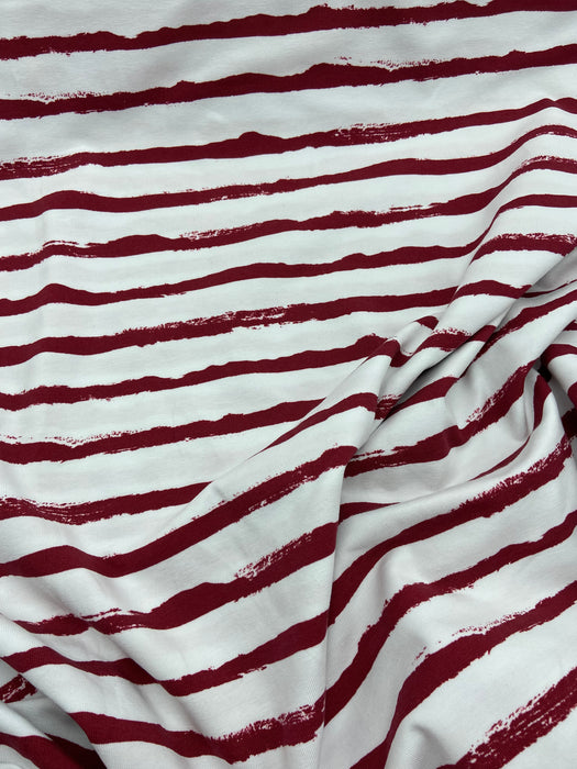 0,5 m Baumwoll-Jersey „Stripes“ dunkelrot