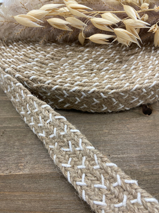 0,5 m Borte/leichtes Gurtband 28 mm aus Jute-Fadengeflecht