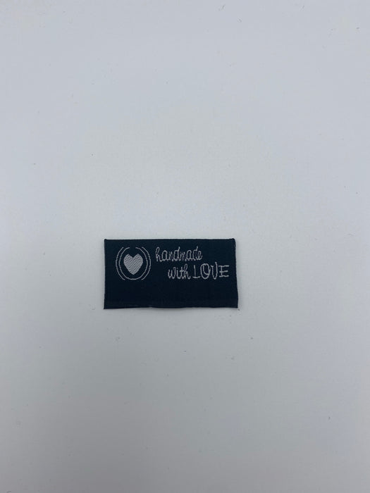 Webetikett / Label „handmade with LOVE“ in schwarz